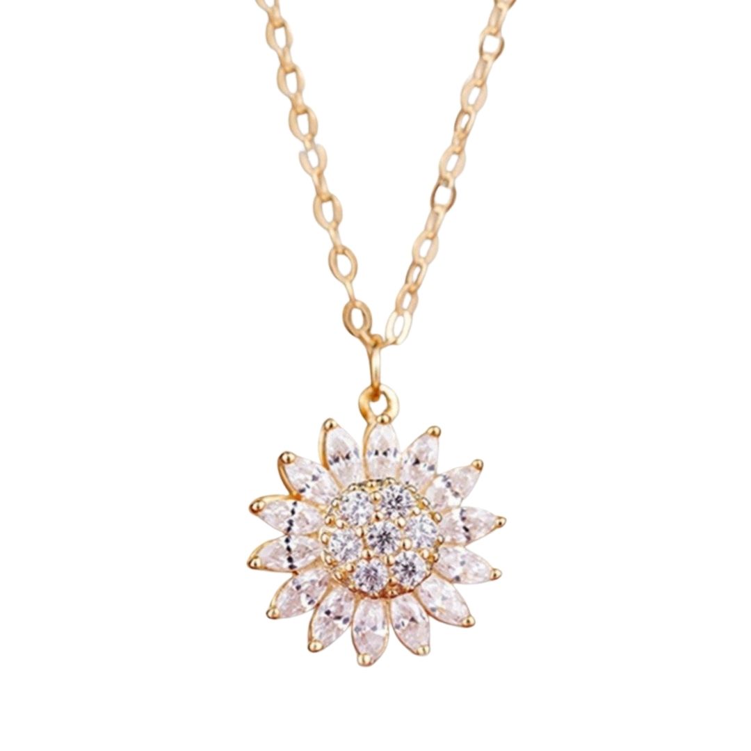 This sunflower alphabet necklace is made of stainless steel and decorated with crystals. Hypoallergenic, nickel, lead and cadmium free, for girls with sensitive skin. It is comfortable to wear.